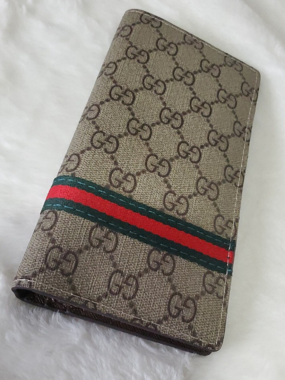 Beige GG Canvas Long Wallet with Red and Green Web Stripe - Picture 7 of 7